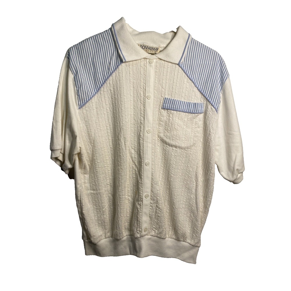 donnkenny womens vintage shirt size large short sleeve‎ collar